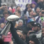 Then I was focus on getting the players on stage. Ray Lewis holding the Vince Lombardi trophy.